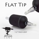 Atlas Tube™- 1.2" Inch Black Sterile Disposable Tattoo Grips with Clear Tip - 17 Flat 15 Pack