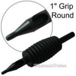 1" Inch Sterile Disposable Black Silicone Tattoo Grip - 9 Round 20 Pack