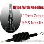 1" Inch Sterile Disposable Black Silicone Grip with Needle Combo - 5 Magnum Shader 20 Pack