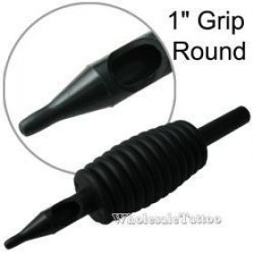 1" Inch Sterile Disposable Black Silicone Tattoo Grip - 11 Round 20 Pack