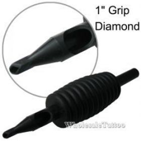 1" Inch Sterile Disposable Black Silicone Tattoo Grip - 14 Diamond 20 Pack