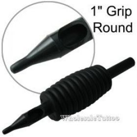 1" Inch Sterile Disposable Black Silicone Tattoo Grip - 18 Round 20 Pack