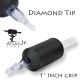 Atlas Junior™ Tube - 1" Inch Black Sterile Disposable Tattoo Grips with Clear Tip - 14 Diamond 20 Pack