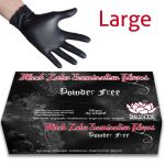 Black Latex Powder Free Examination Gloves - Large